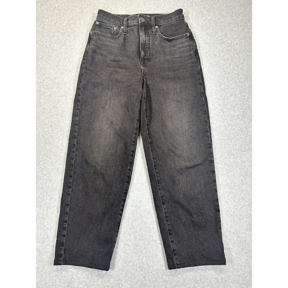 Madewell‎ Balloon Jeans Womens Size 25 Tall Black High Rise Baggy Straight Denim